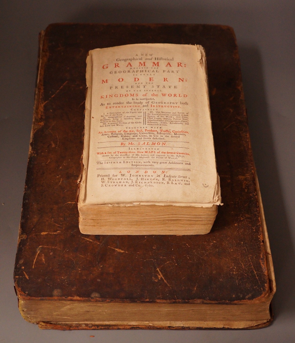 Two books: Salmon's Geographical Grammar and Josephus, folio